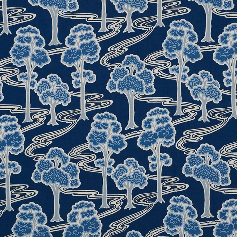 Schumacher 176741 Tree River Blue fabric swatch