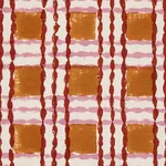 Schumacher 179802 Trellis Hand Block Print Copper & Rose fabric swatch