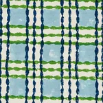 Schumacher 179800 Trellis Hand Block Print Sky & Grass fabric swatch