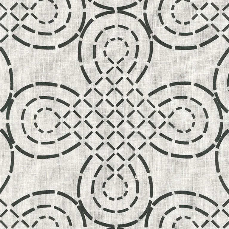 Schumacher 174222 Trellis Knot Ivory & Onyx fabric swatch