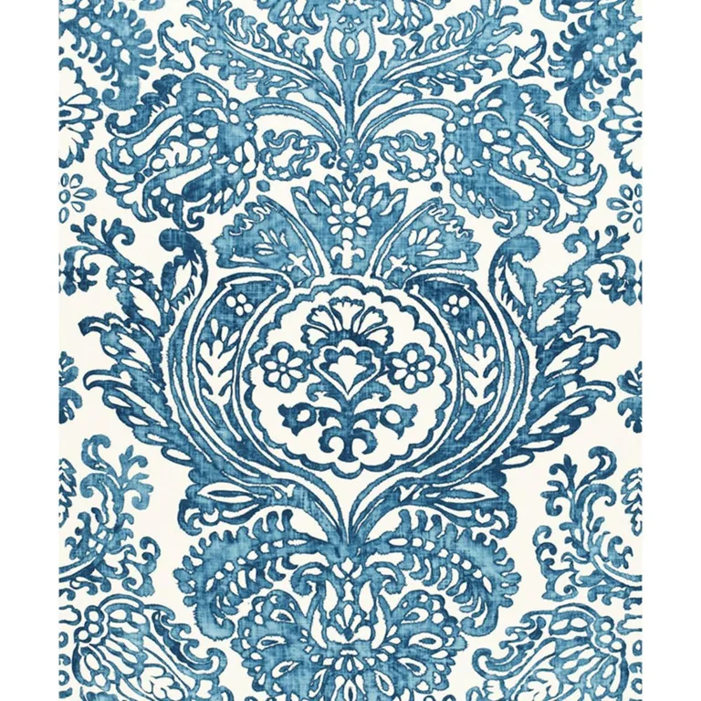 Schumacher 175090 Tremezzo Damask Caspian fabric swatch