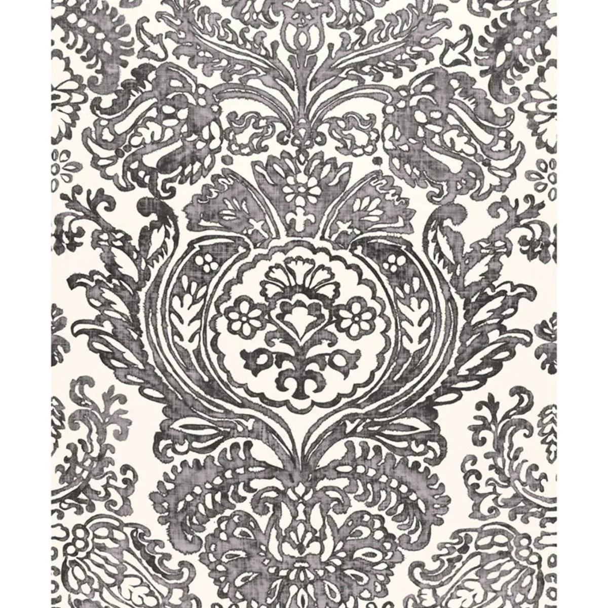 Schumacher 175091 Tremezzo Damask Graphite fabric swatch