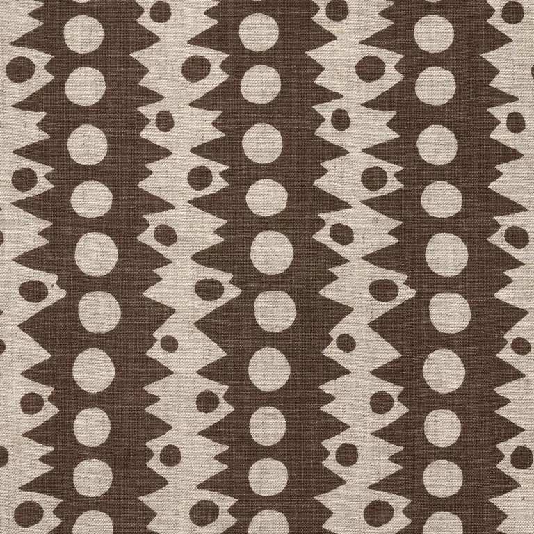 Schumacher 181553 Trickledown Brown On Natural fabric swatch