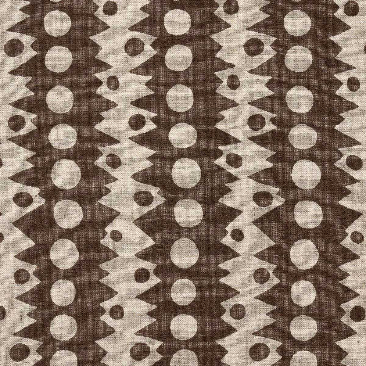 Schumacher 181553 Trickledown Brown On Natural fabric swatch
