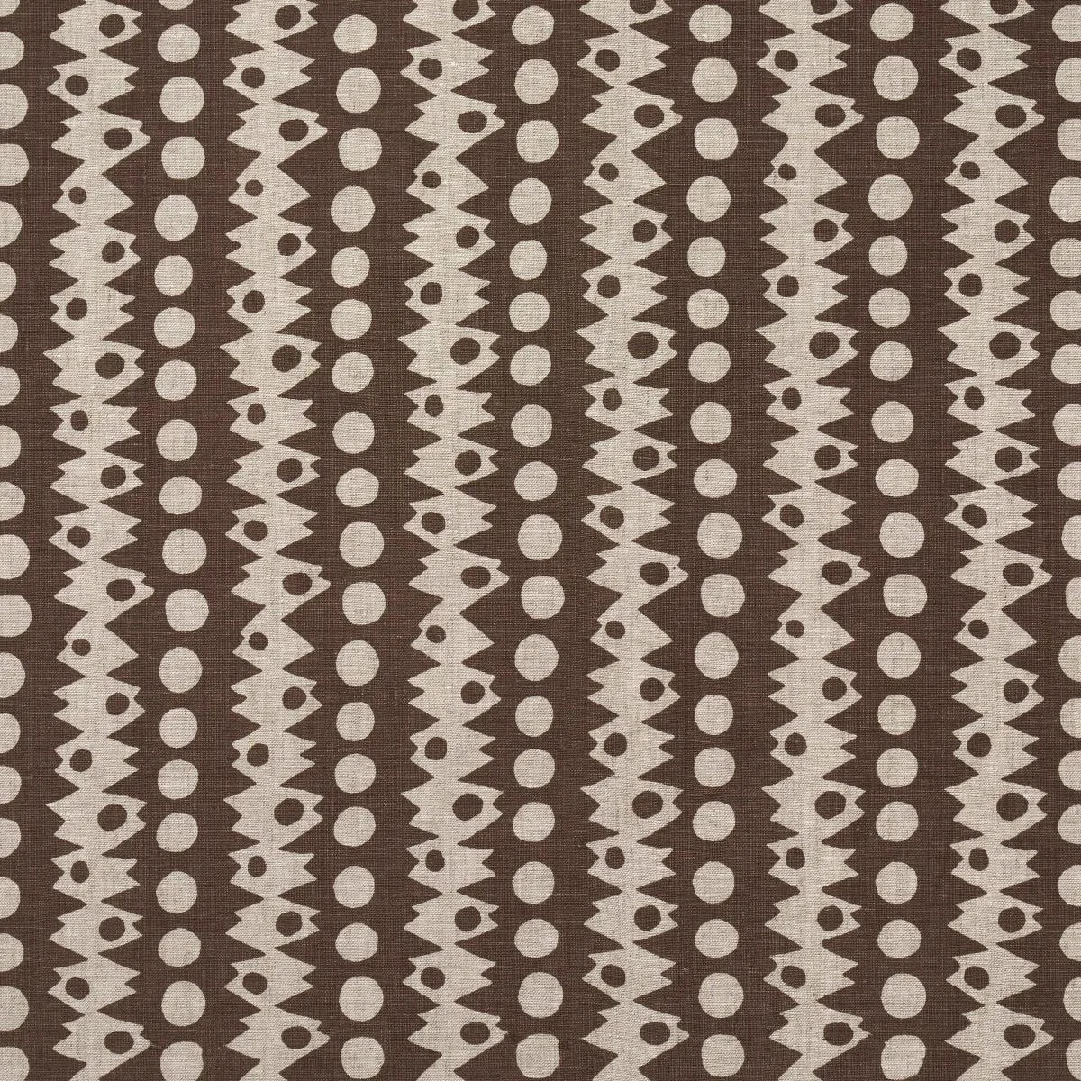 Schumacher 181553 Trickledown Brown On Natural fabric swatch