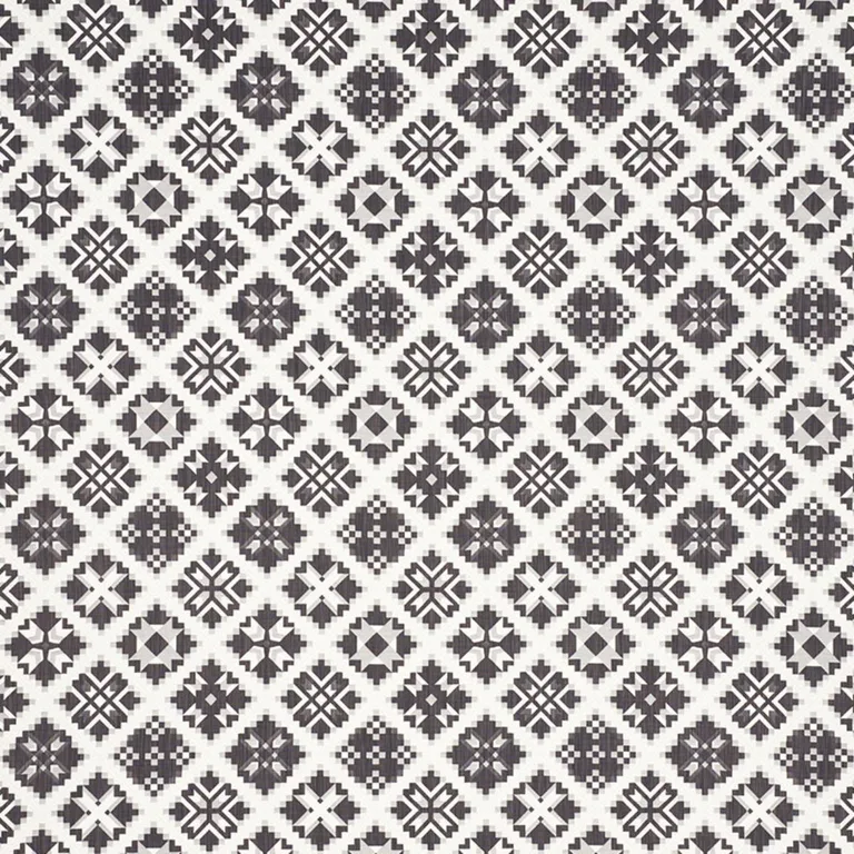 Schumacher 76761 Tristan Patchwork Charcoal fabric swatch