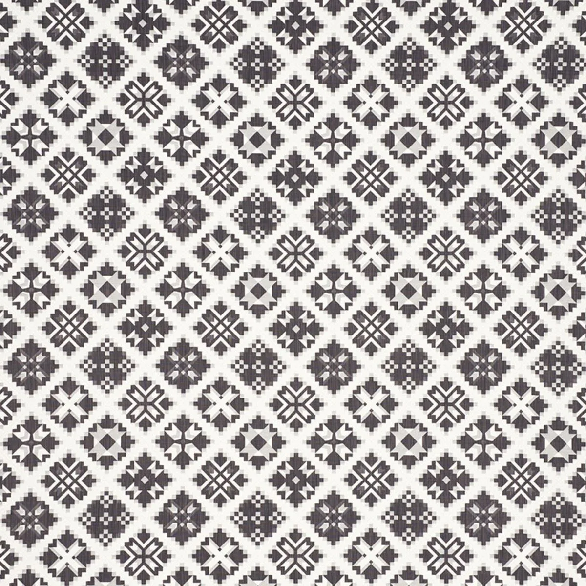 Schumacher 76761 Tristan Patchwork Charcoal fabric swatch