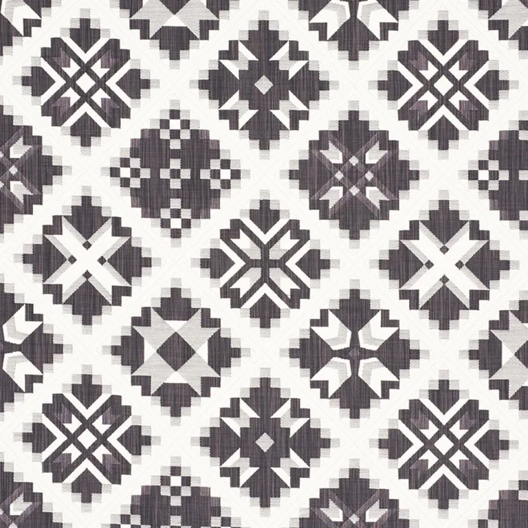 Schumacher 76761 Tristan Patchwork Charcoal fabric swatch