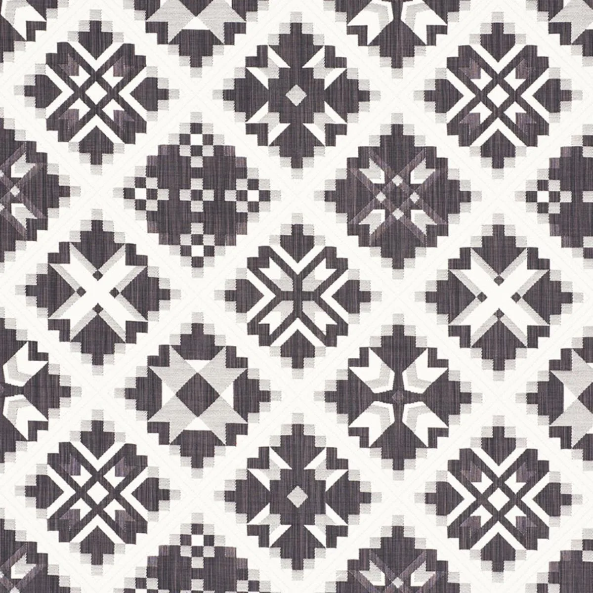 Schumacher 76761 Tristan Patchwork Charcoal fabric swatch