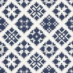 Schumacher 76760 Tristan Patchwork Indigo fabric swatch