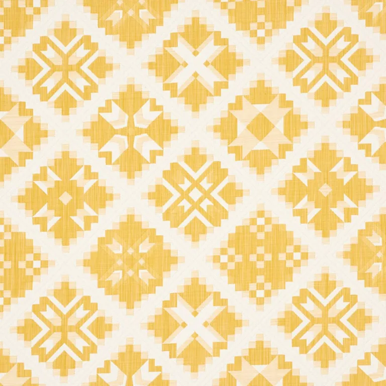 Schumacher 76762 Tristan Patchwork Yellow fabric swatch