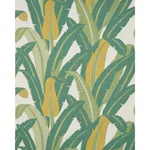 Schumacher 180200 Tropical Isle Green On Ivory fabric swatch