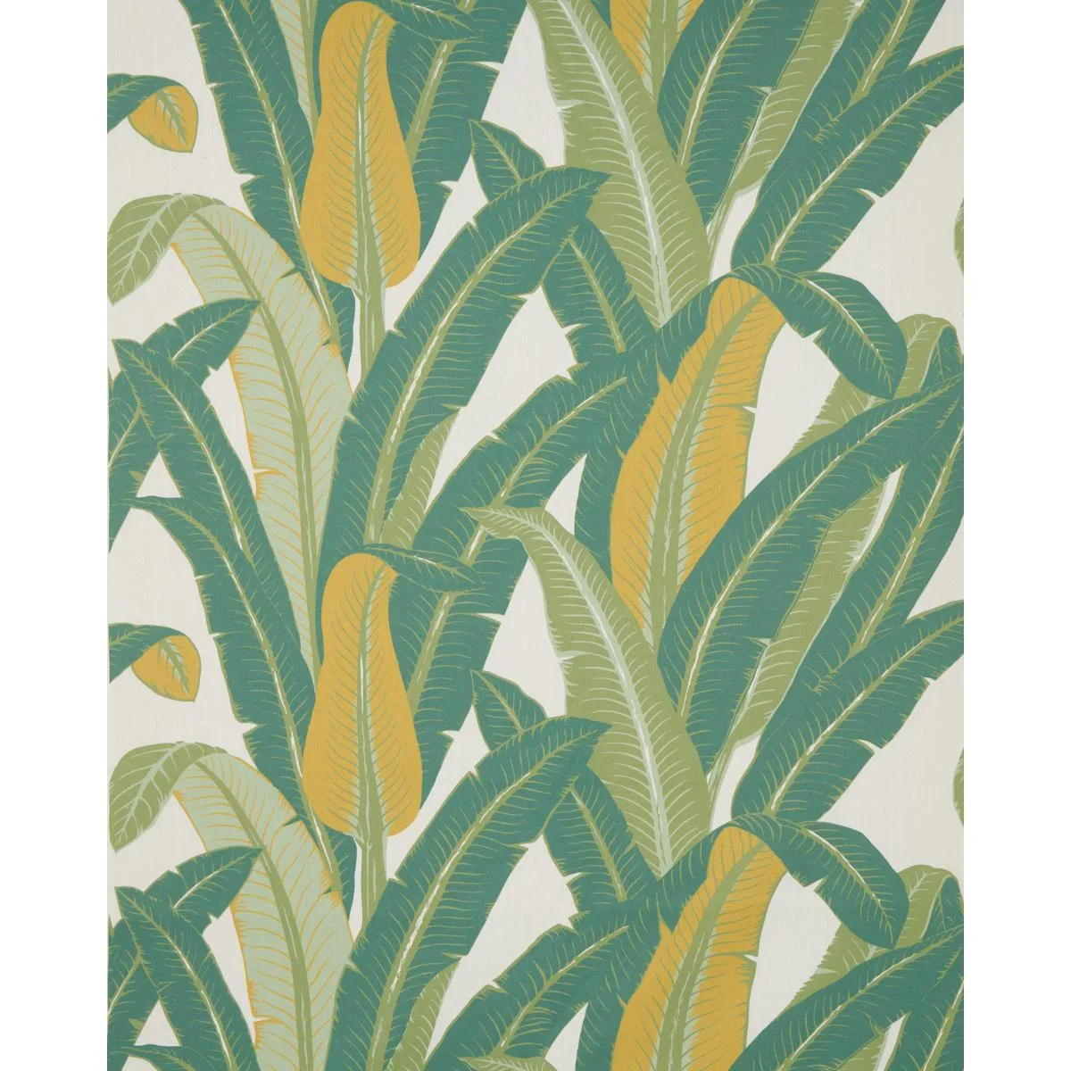 Schumacher 180200 Tropical Isle Green On Ivory fabric swatch