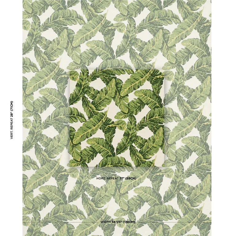 Schumacher 82770 Tropical Leaf Indoor/Outdoor Green fabric swatch