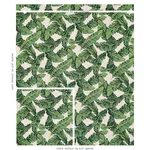 Schumacher 80090 Tropical Leaf éPinglé Green & Ivory fabric swatch