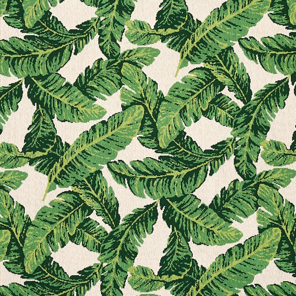 Schumacher 80090 Tropical Leaf éPinglé Green & Ivory fabric swatch
