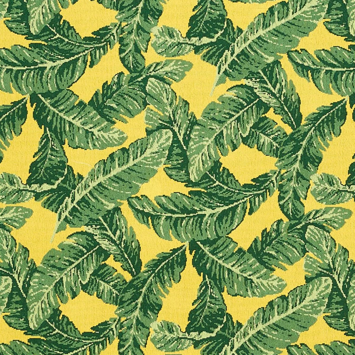 Schumacher 80091 Tropical Leaf éPinglé Green & Yellow fabric swatch