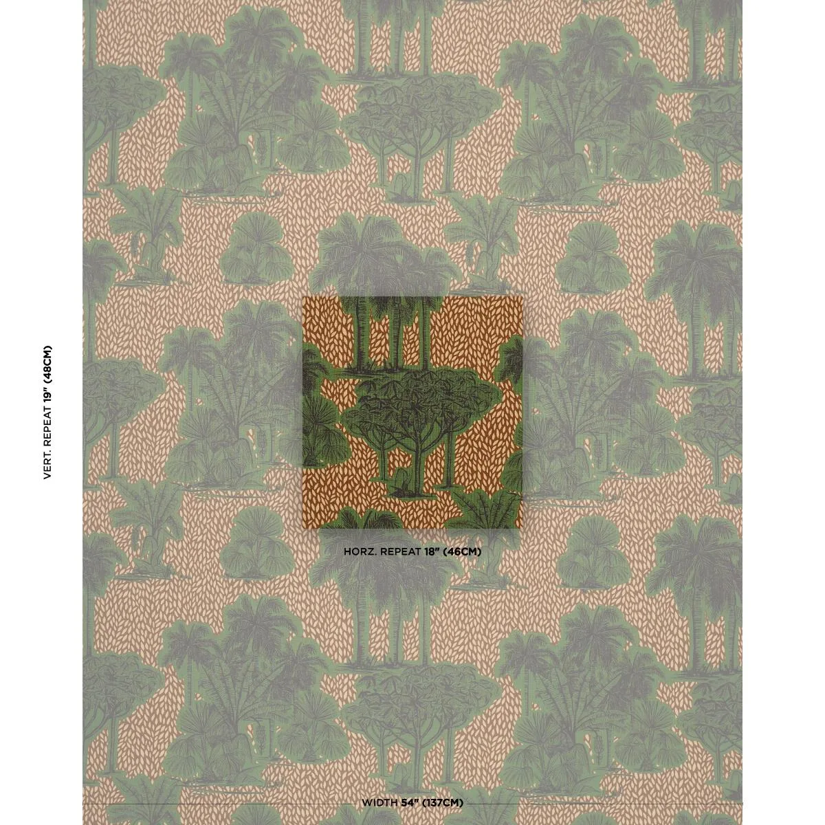Schumacher 182810 Tropical Safari Print Orinoco Verdant Oasis fabric swatch