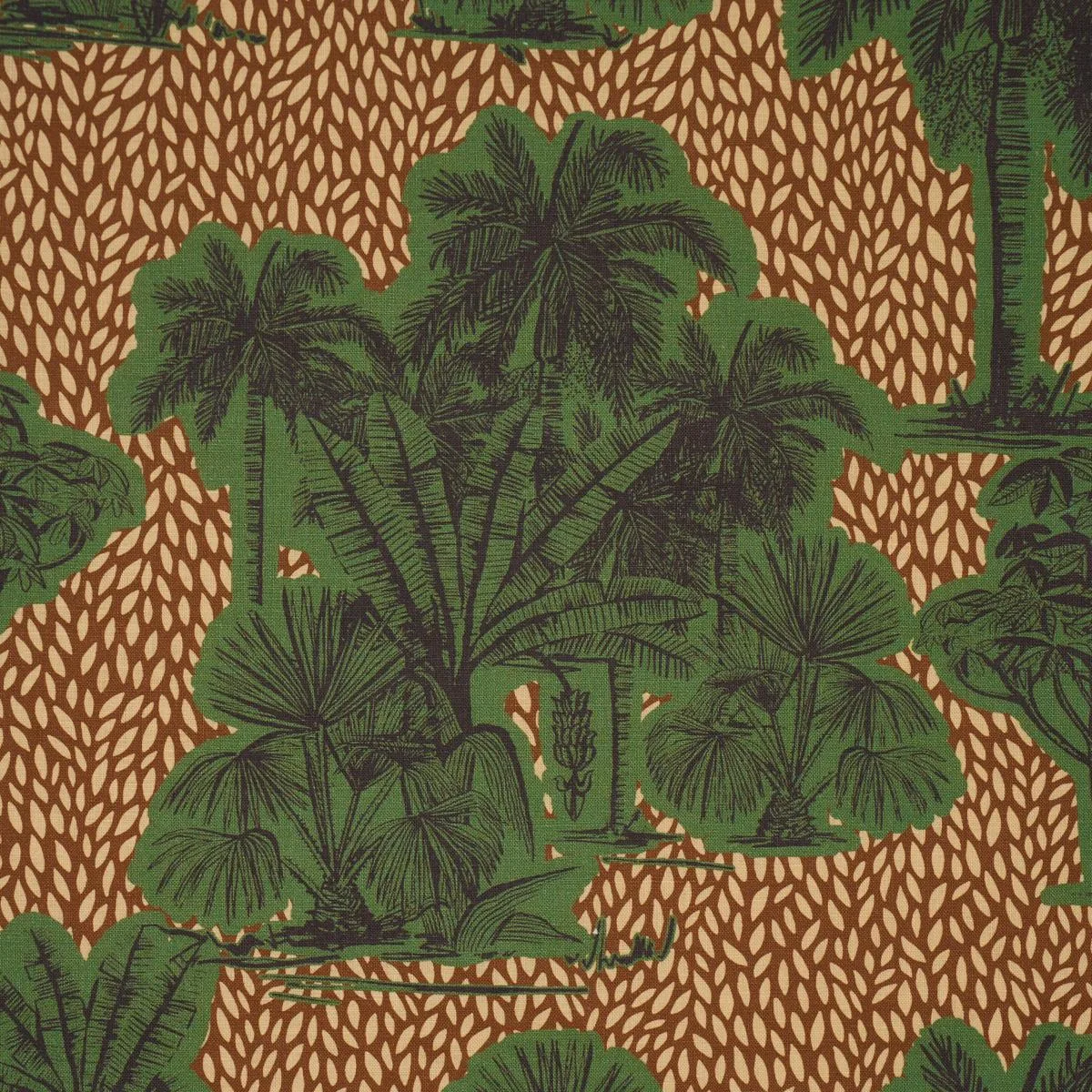 Schumacher 182810 Tropical Safari Print Orinoco Verdant Oasis fabric swatch