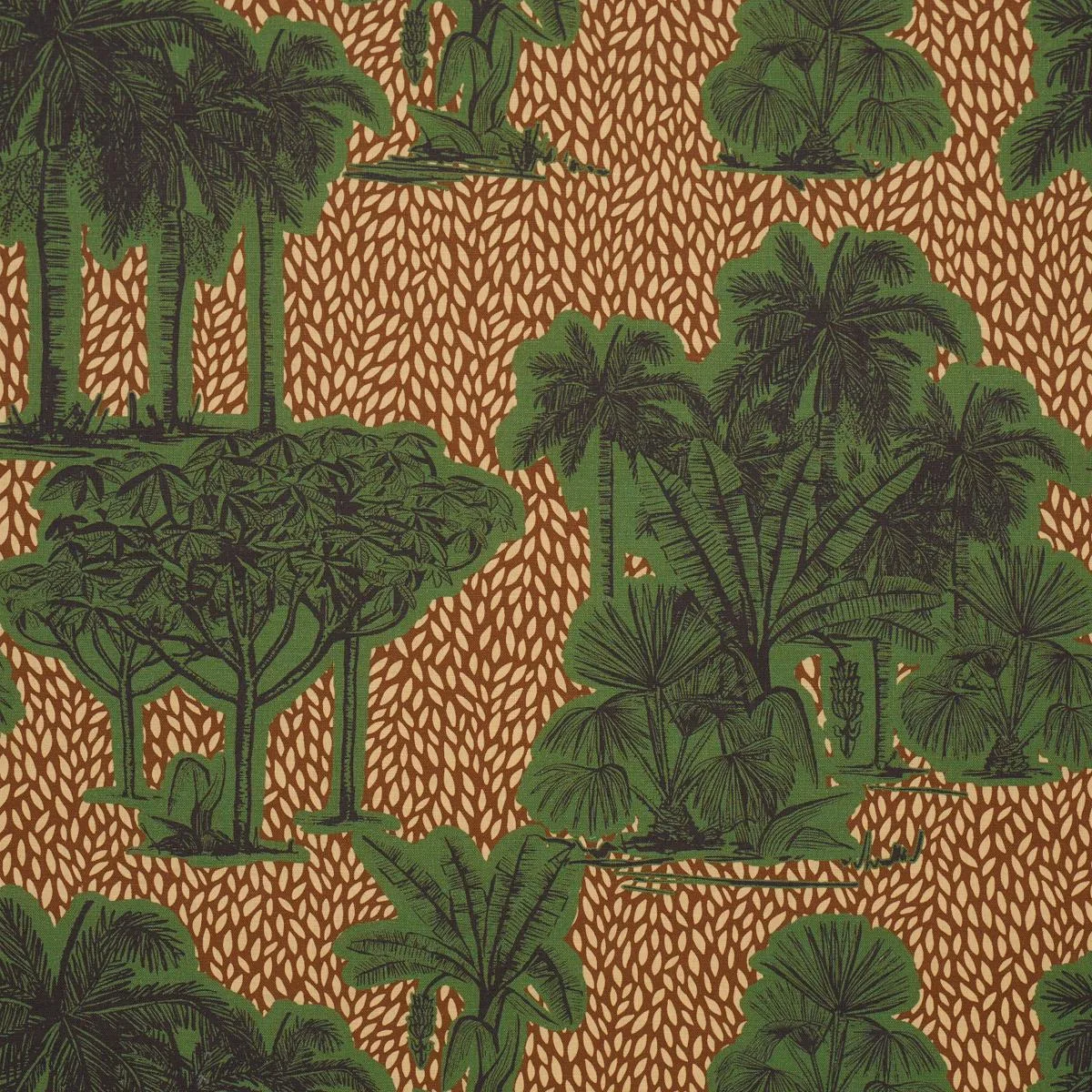 Schumacher 182810 Tropical Safari Print Orinoco Verdant Oasis fabric swatch