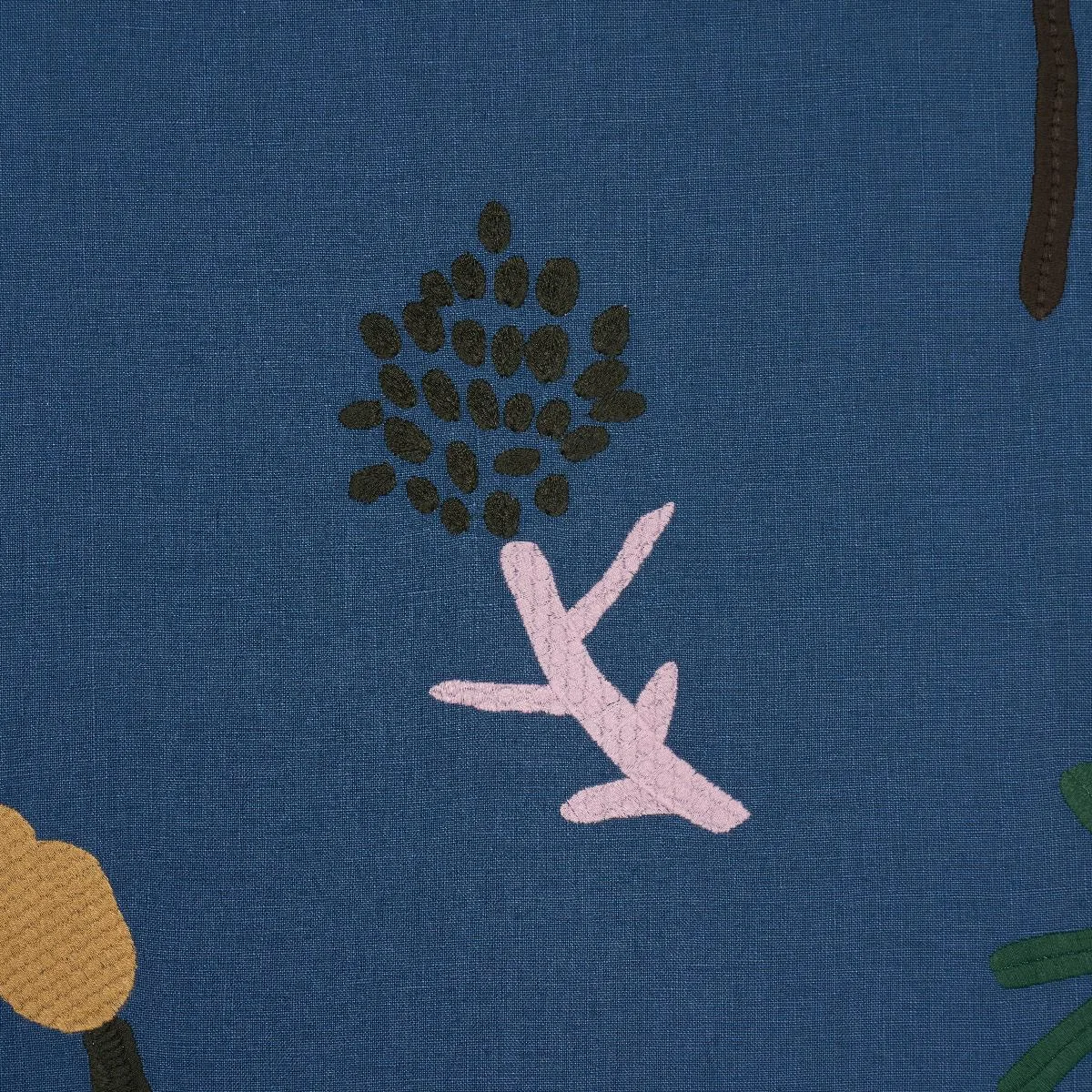 Schumacher 85852 Tropical Trees Blue fabric swatch