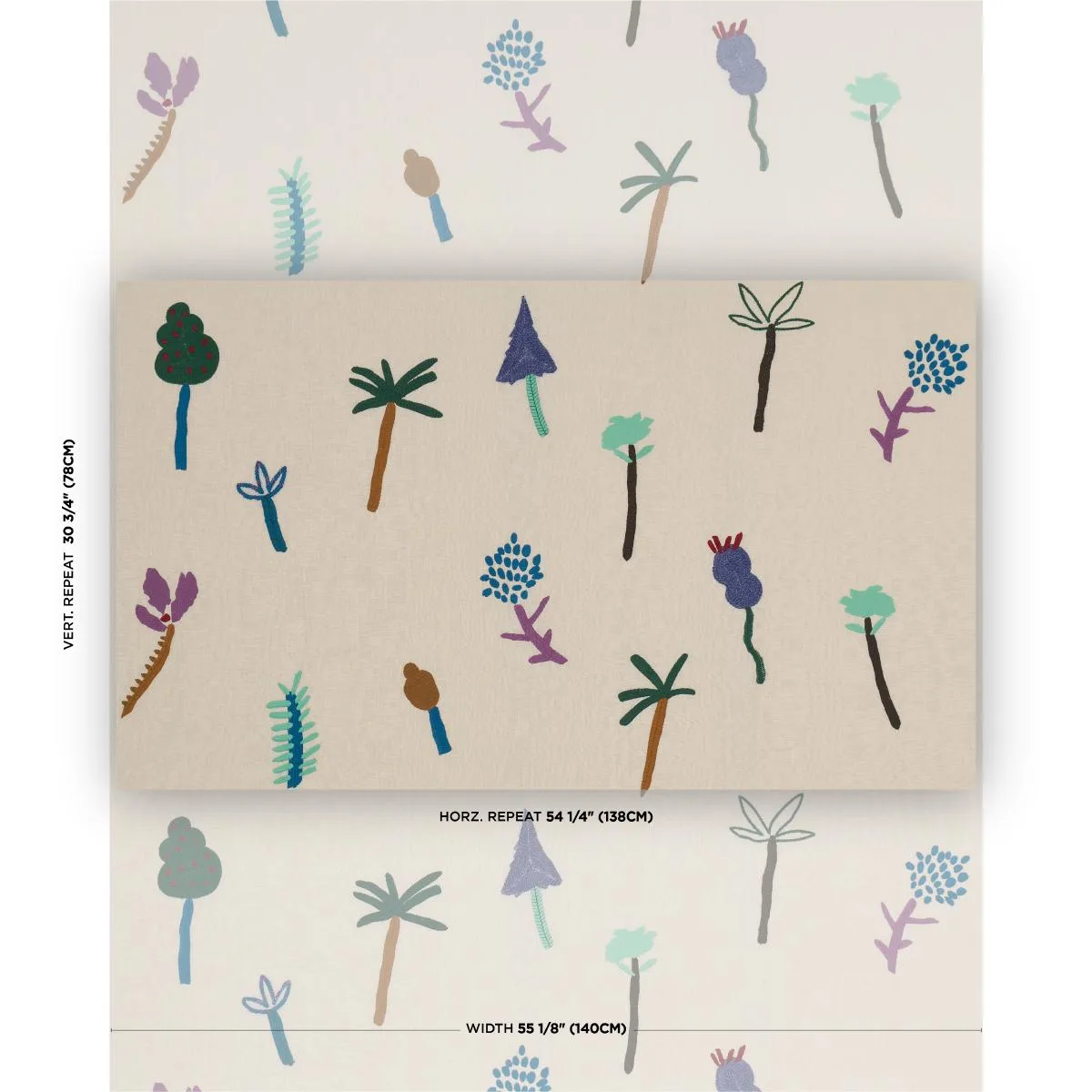 Schumacher 85850 Tropical Trees Multi fabric swatch
