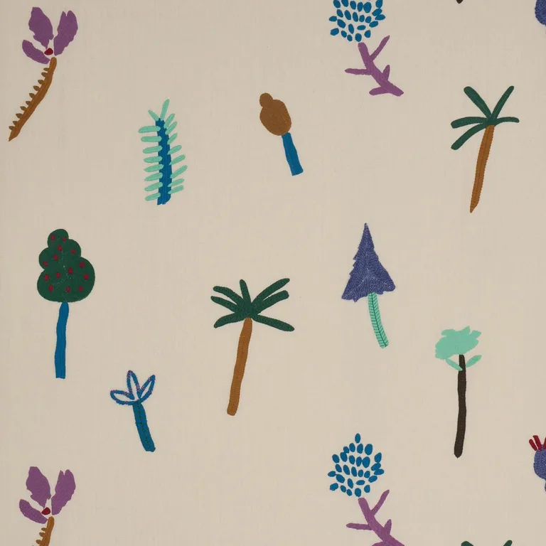 Schumacher 85850 Tropical Trees Multi fabric swatch