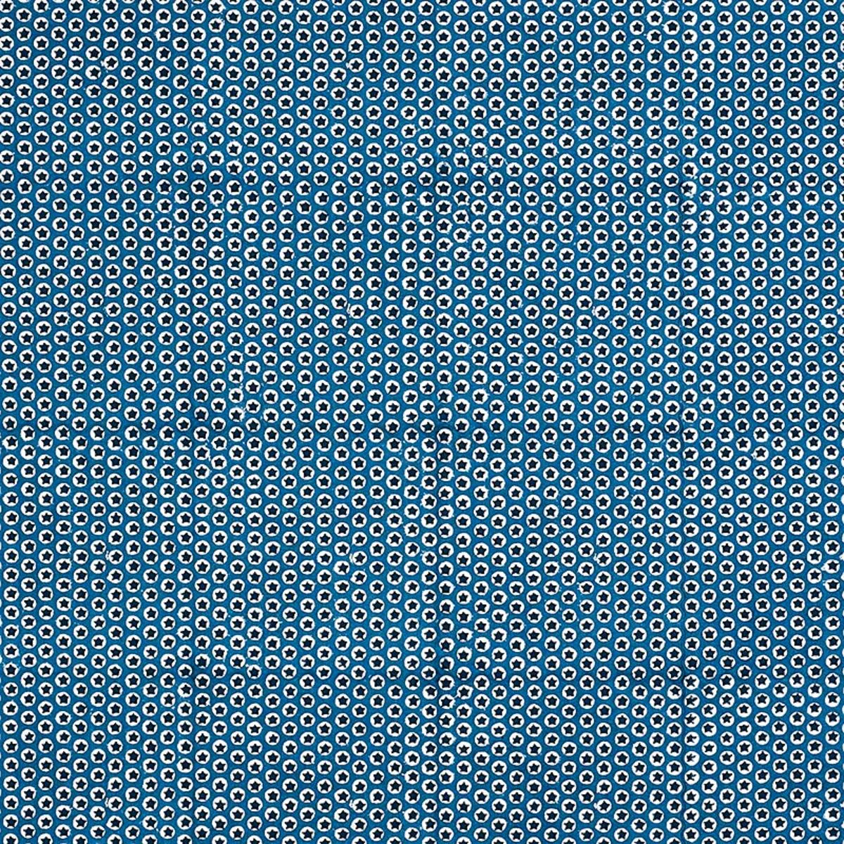 Schumacher 179222 Tuk Tuk Hand Block Print Blue fabric swatch