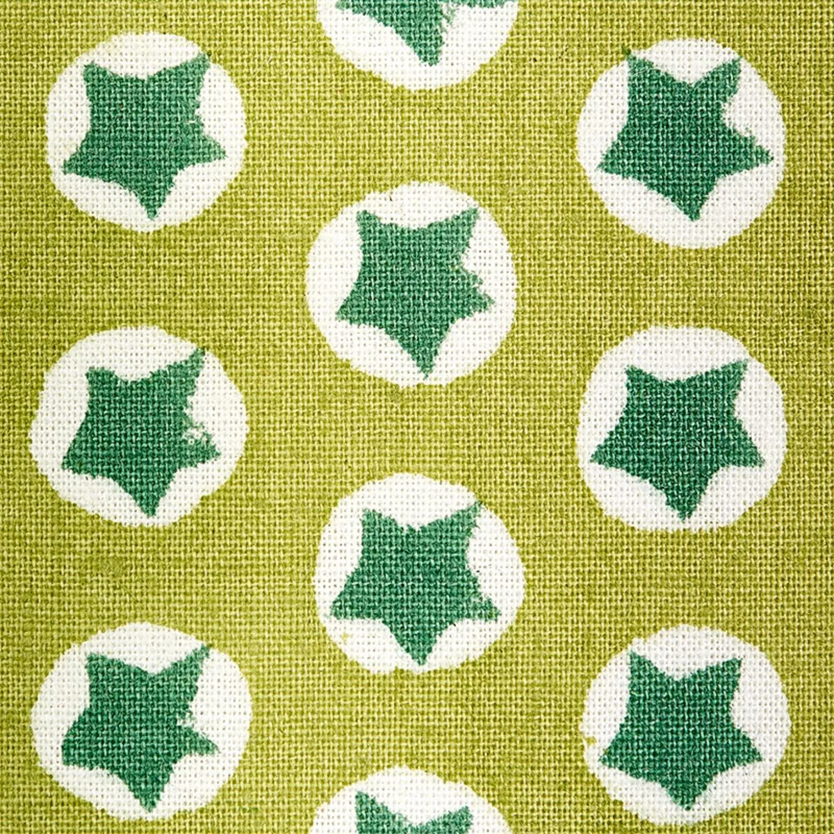 Schumacher 179223 Tuk Tuk Hand Block Print Green fabric swatch
