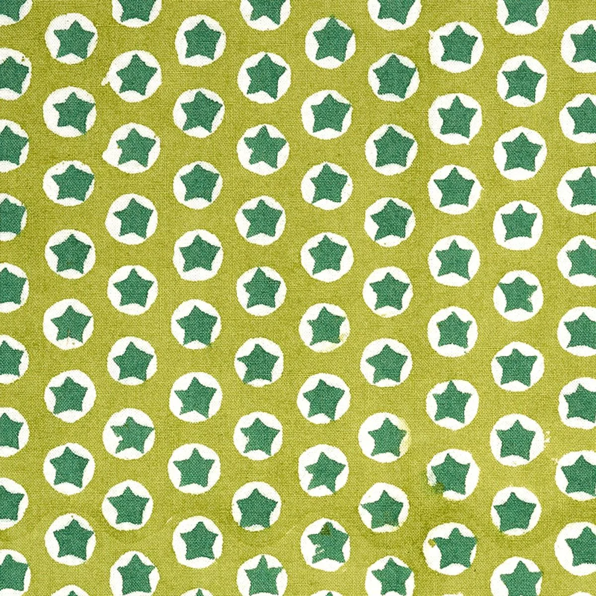 Schumacher 179223 Tuk Tuk Hand Block Print Green fabric swatch