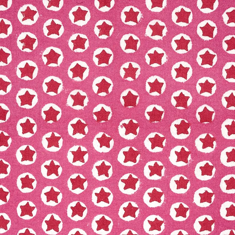 Schumacher 179220 Tuk Tuk Hand Block Print Pink fabric swatch