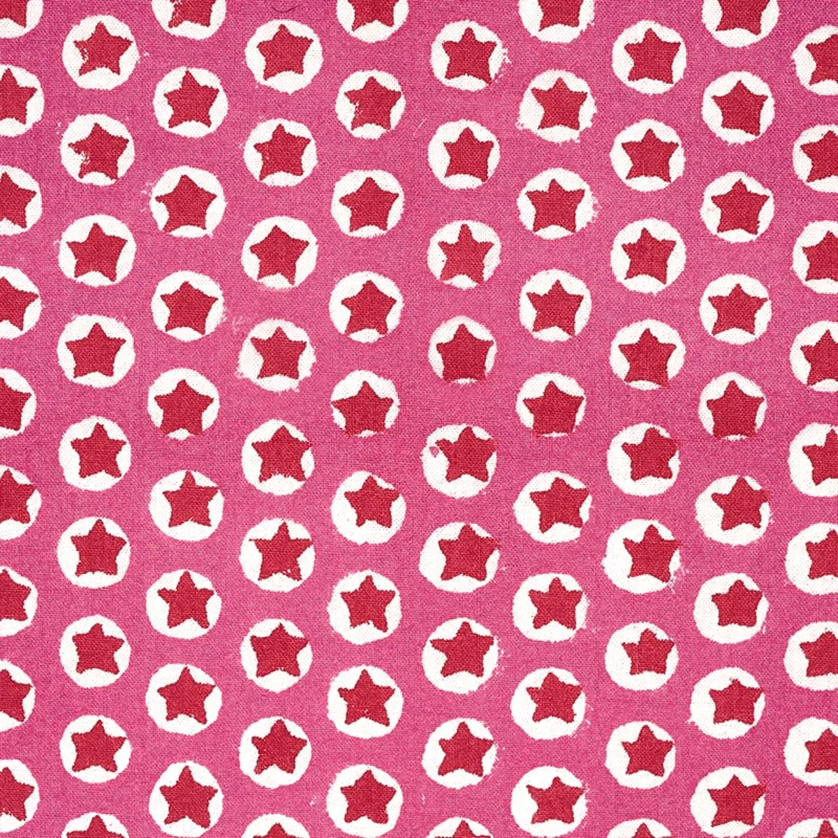 Schumacher 179220 Tuk Tuk Hand Block Print Pink fabric swatch