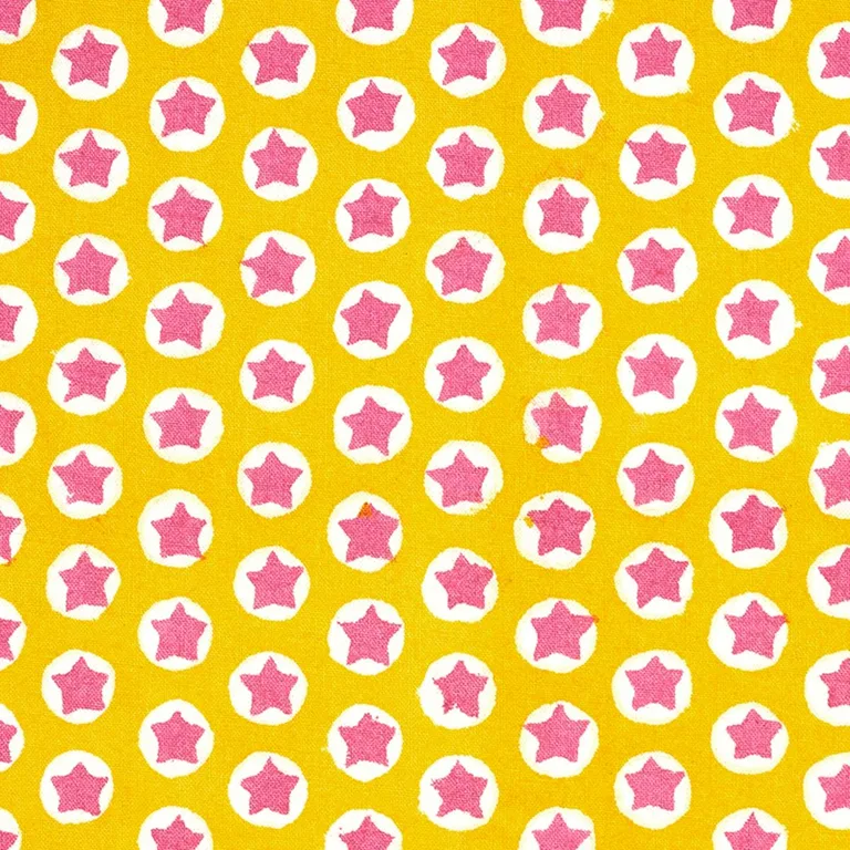 Schumacher 179221 Tuk Tuk Hand Block Print Yellow fabric swatch