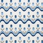 Schumacher 70272 Tulip Flamestitch Embroidery Blue fabric swatch