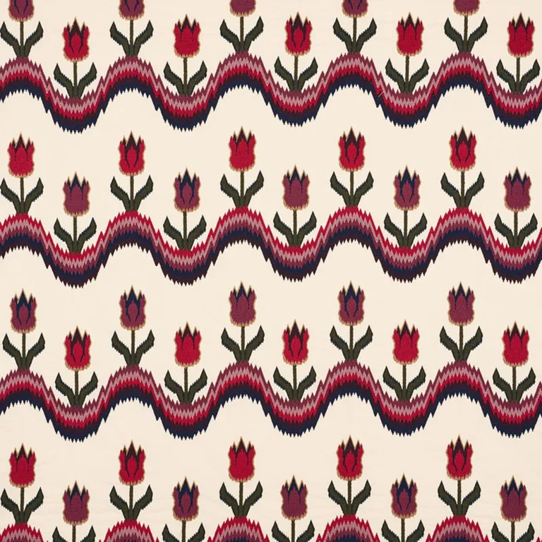 Schumacher 70270 Tulip Flamestitch Embroidery Jewel fabric swatch