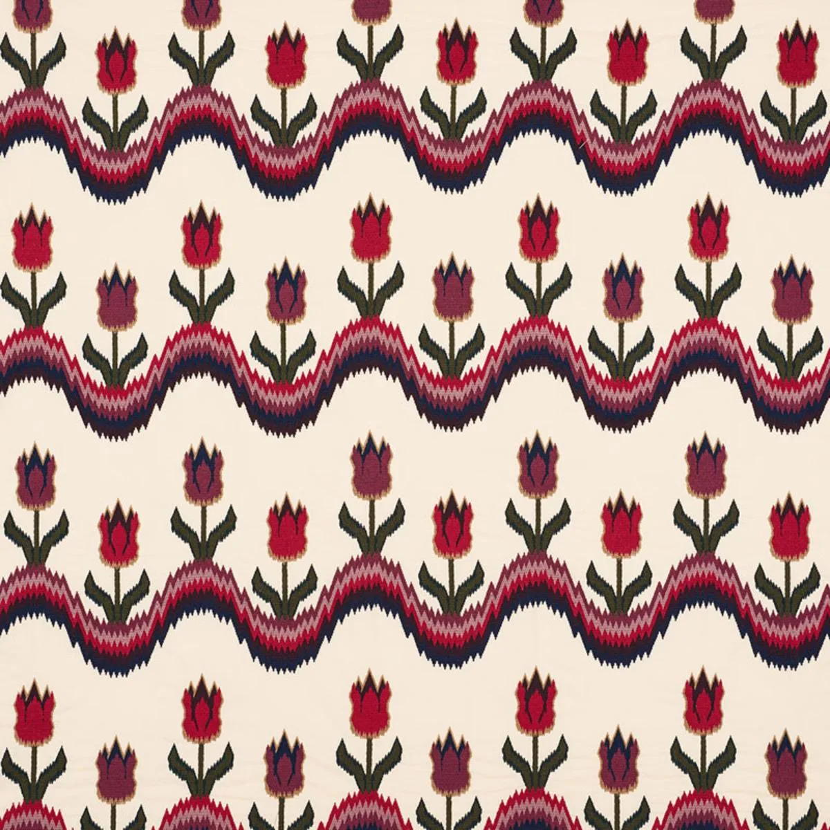 Schumacher 70270 Tulip Flamestitch Embroidery Jewel fabric swatch