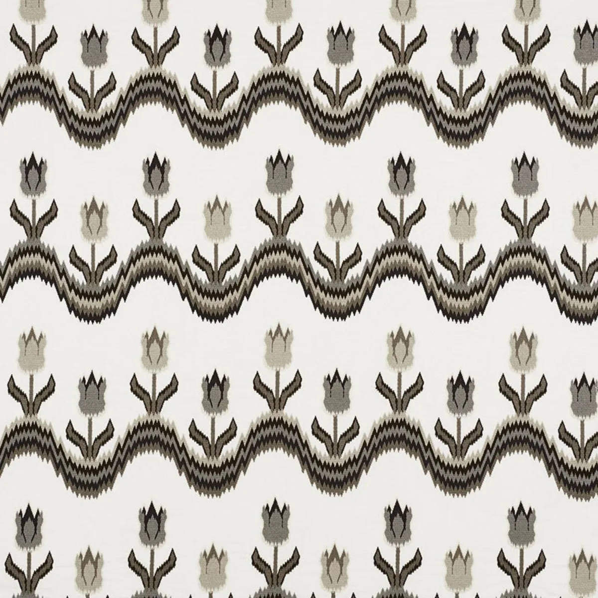 Schumacher 70273 Tulip Flamestitch Embroidery Quarry fabric swatch