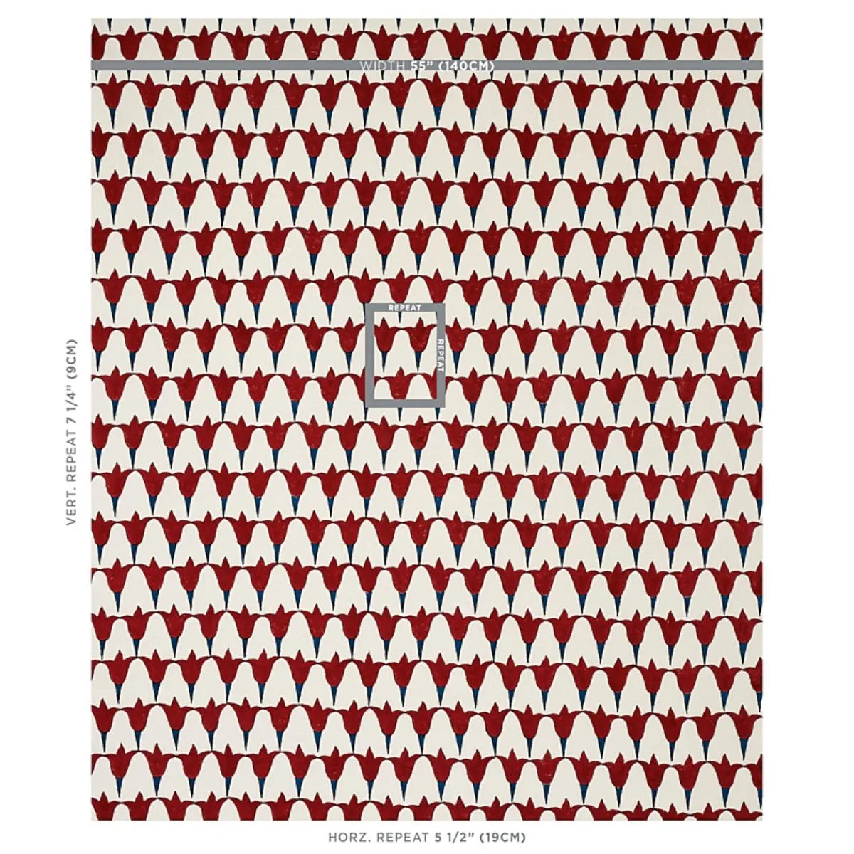 Schumacher 179823 Tulip Hand Block Iron & Indigo fabric swatch