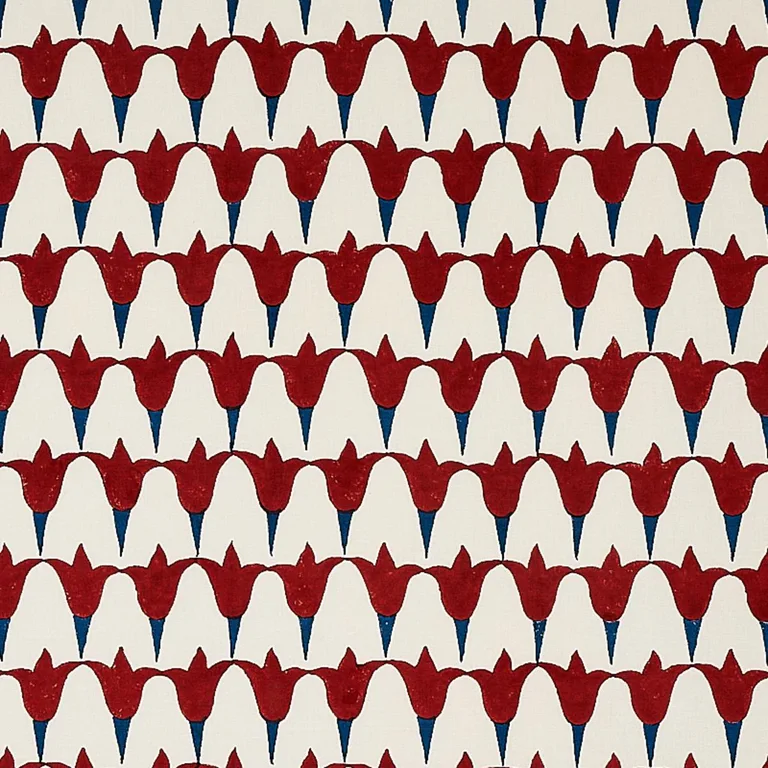Schumacher 179823 Tulip Hand Block Iron & Indigo fabric swatch
