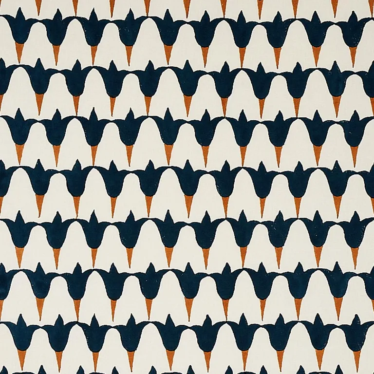Schumacher 179822 Tulip Hand Block Midnight & Copper fabric swatch