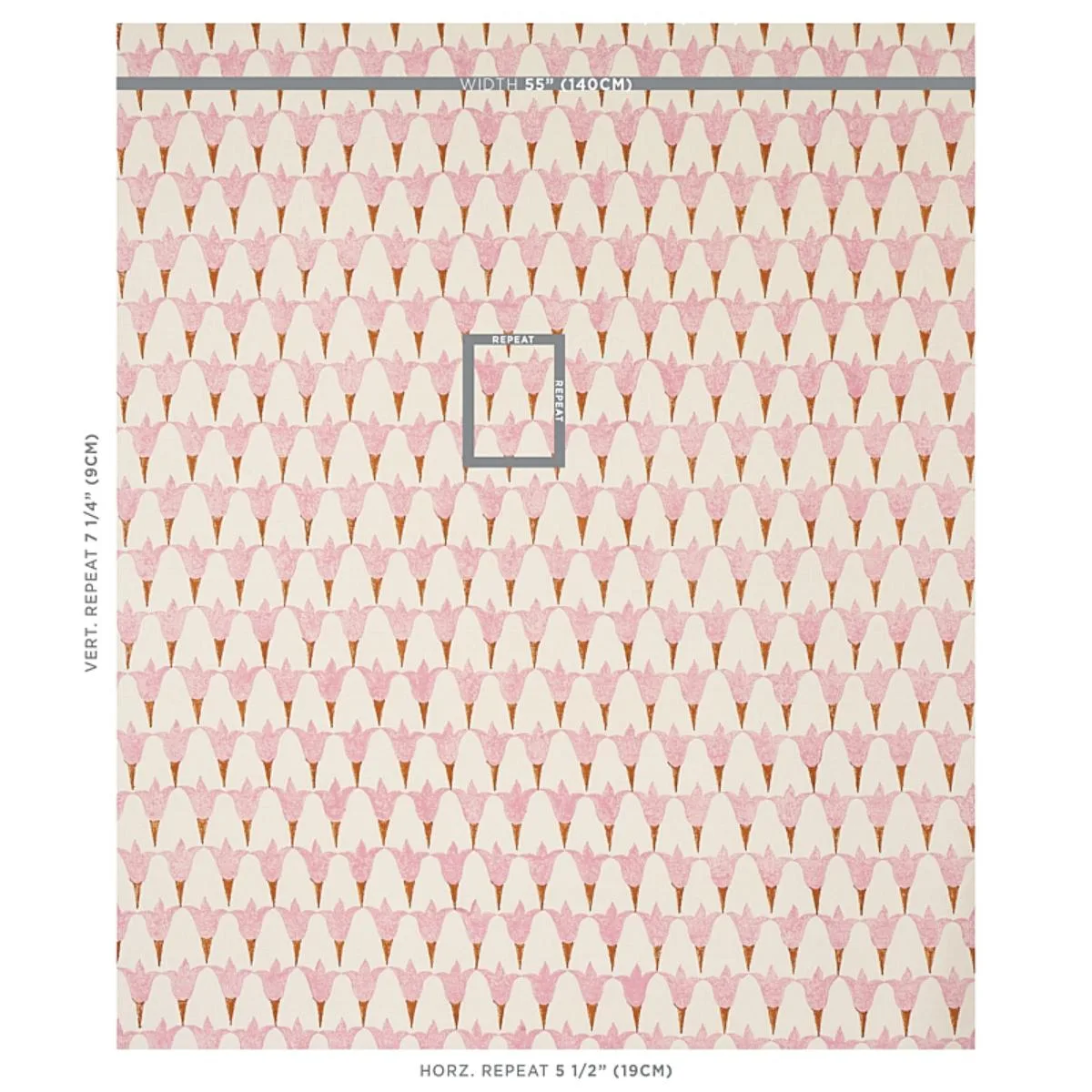 Schumacher 179821 Tulip Hand Block Rose & Copper fabric swatch