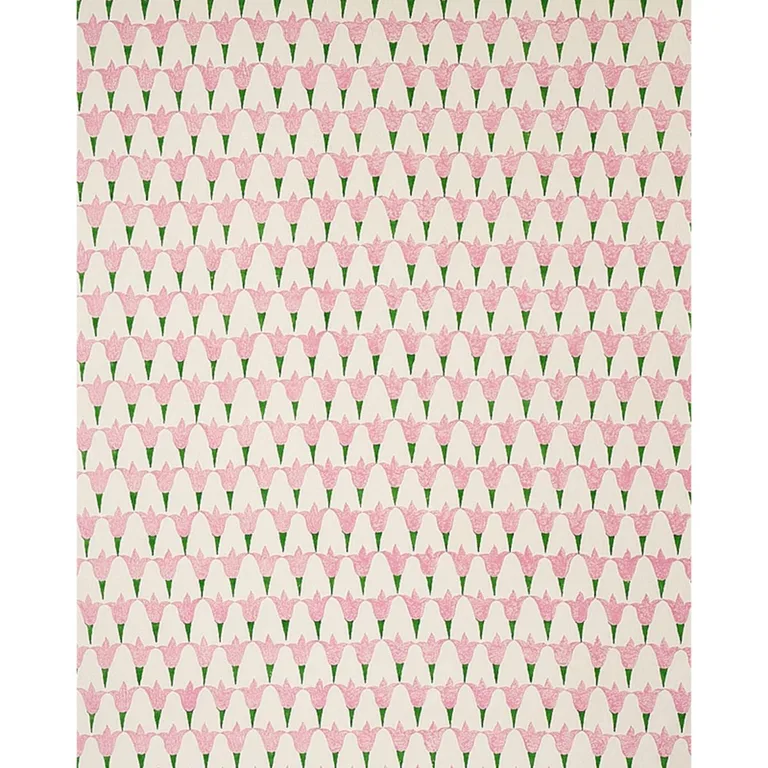 Schumacher 179820 Tulip Hand Block Rose & Grass fabric swatch