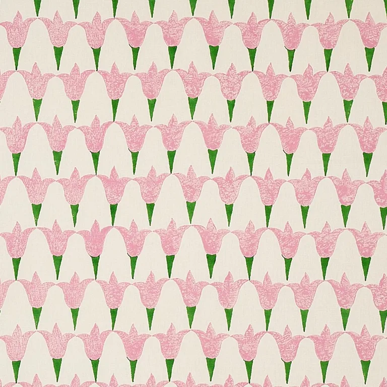 Schumacher 179820 Tulip Hand Block Rose & Grass fabric swatch