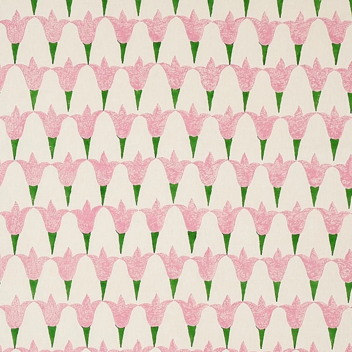 Schumacher 179820 Tulip Hand Block Rose & Grass fabric swatch
