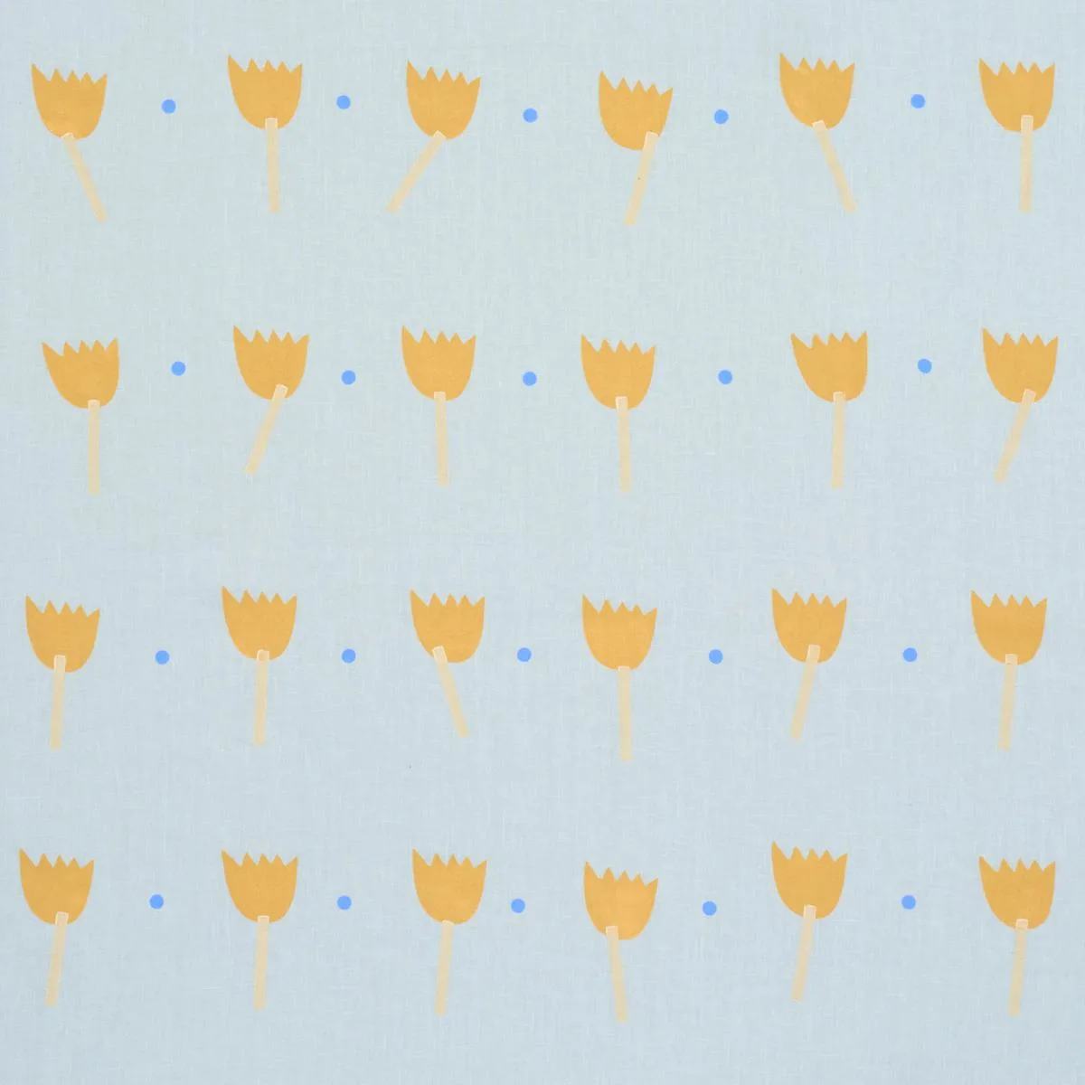 Schumacher 182400 Tulip Play Hand Block Print Ochre On Sky fabric swatch