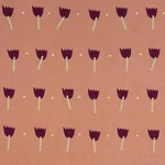 Schumacher 182401 Tulip Play Hand Block Print Violet On Rust fabric swatch