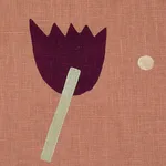 Schumacher 182401 Tulip Play Hand Block Print Violet On Rust fabric swatch