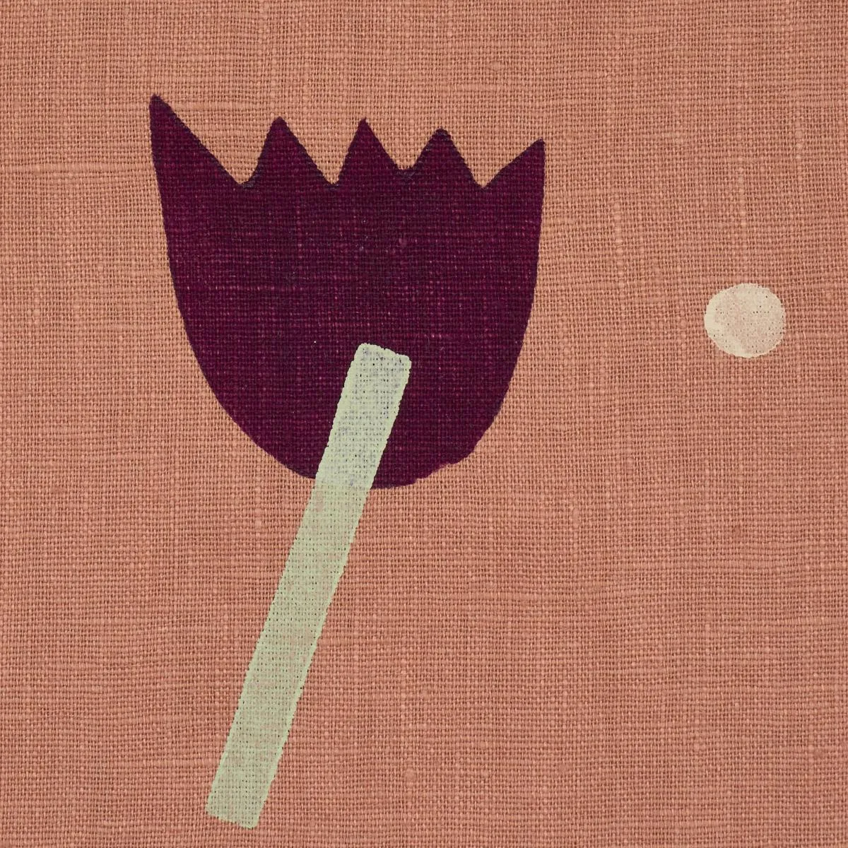 Schumacher 182401 Tulip Play Hand Block Print Violet On Rust fabric swatch