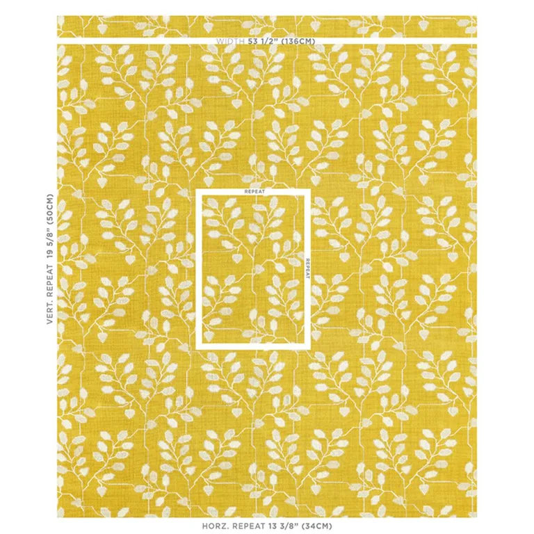 Schumacher 79511 Tumble Weed éPinglé Buttercup fabric swatch