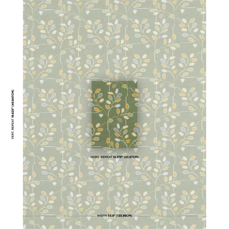 Schumacher 79514 Tumble Weed éPinglé Meadow Green fabric swatch
